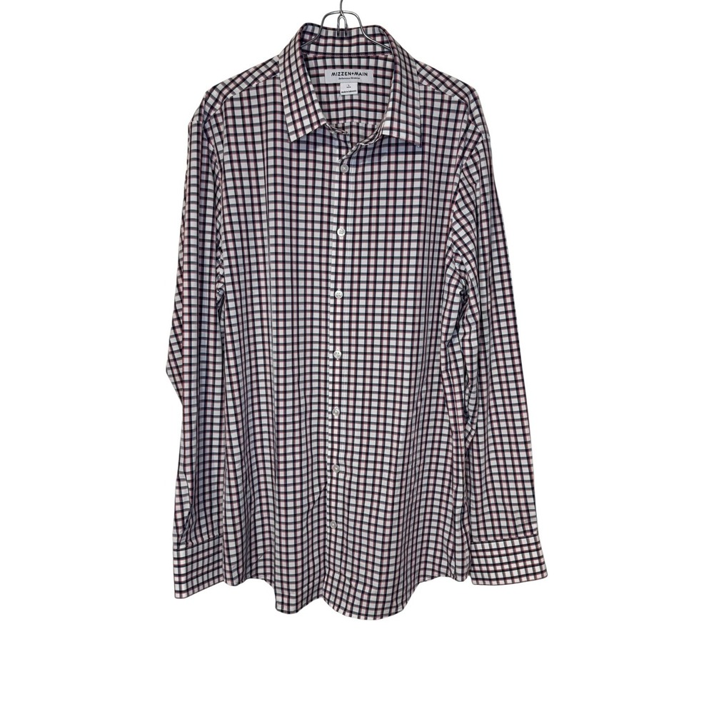 Mizzen+Main Men Shirt Trim Fit Performance Long‎ Sleeve Stretch Checkered Large